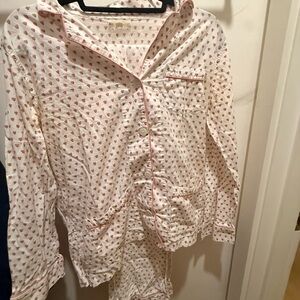 Roller Rabbit Size M Heart Print Long Sleeve and Pants Lounge Set